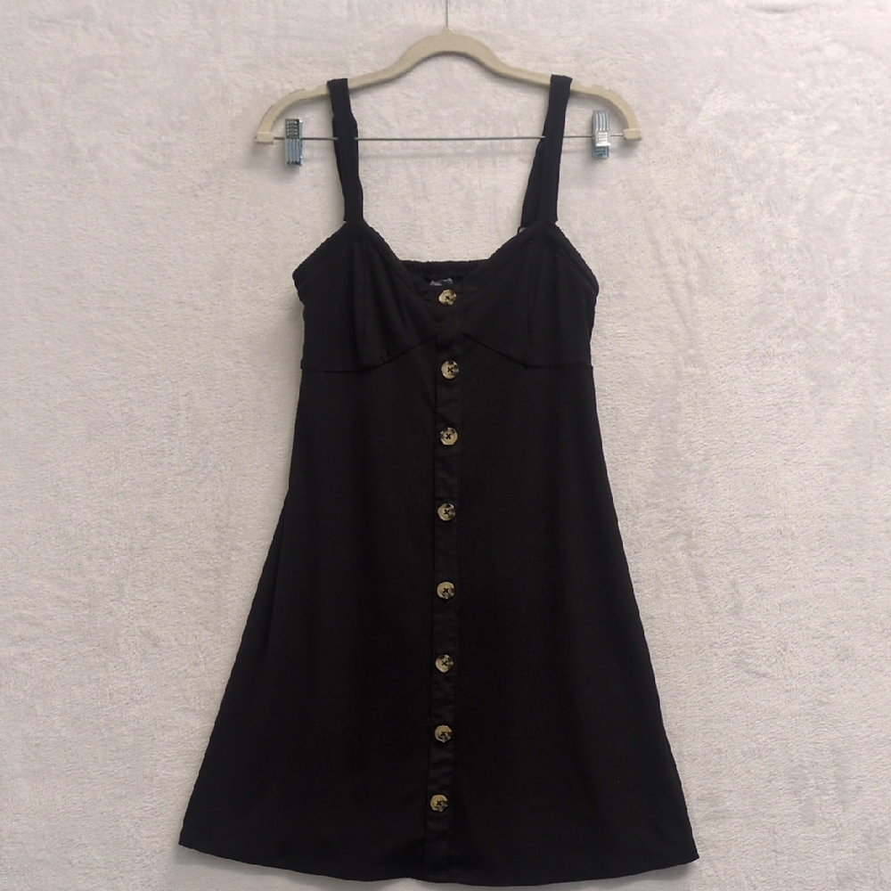 No Boundaries Junior's Black Academia Overall Mini Dress Size L
